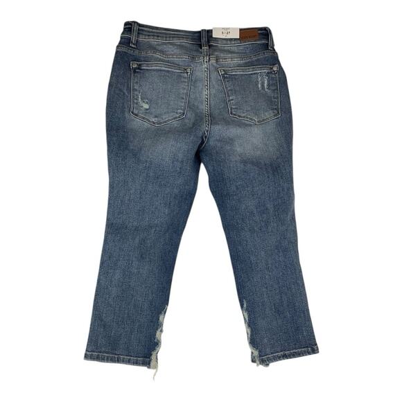 Judy Blue size 7 27 new Mid rise Blue Skinny Capri Jeans distressed summer NWT - Picture 11 of 11